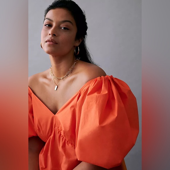 FARM Rio Multicolor Tiered Puff-Sleeve Maxi Dress — Orange, Yellow, Pink & Blue - Picture 6 of 12